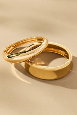 Ettika Double Golden Bangle Bracelets, Set of 2 | Anthropologie (US)