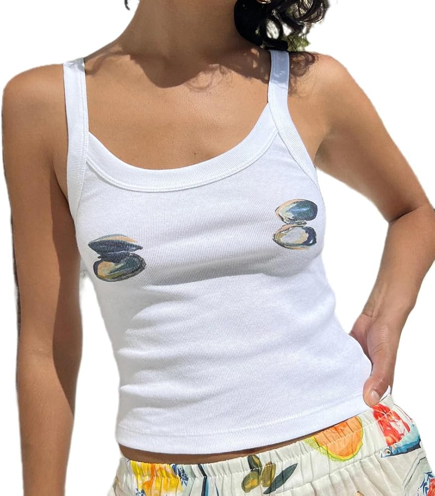 SOLILOQUY Women y2k Fruit Print Tank Top Summer Sleeveless Baby Tee Cute Slim Fit T Shirt Basic V... | Amazon (US)
