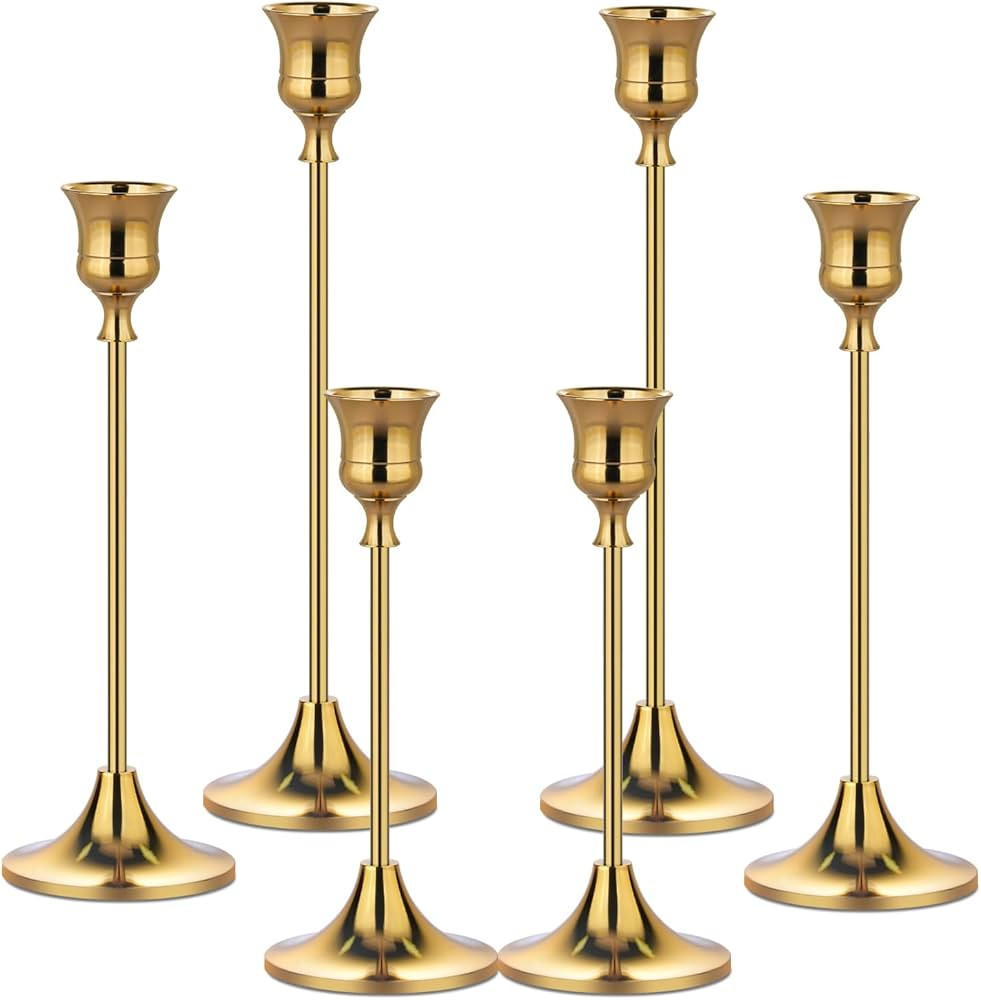 Metal Candle Holders for Candlesticks Taper Candlestick Holders Set Vintage Decorative Centerpiec... | Amazon (US)