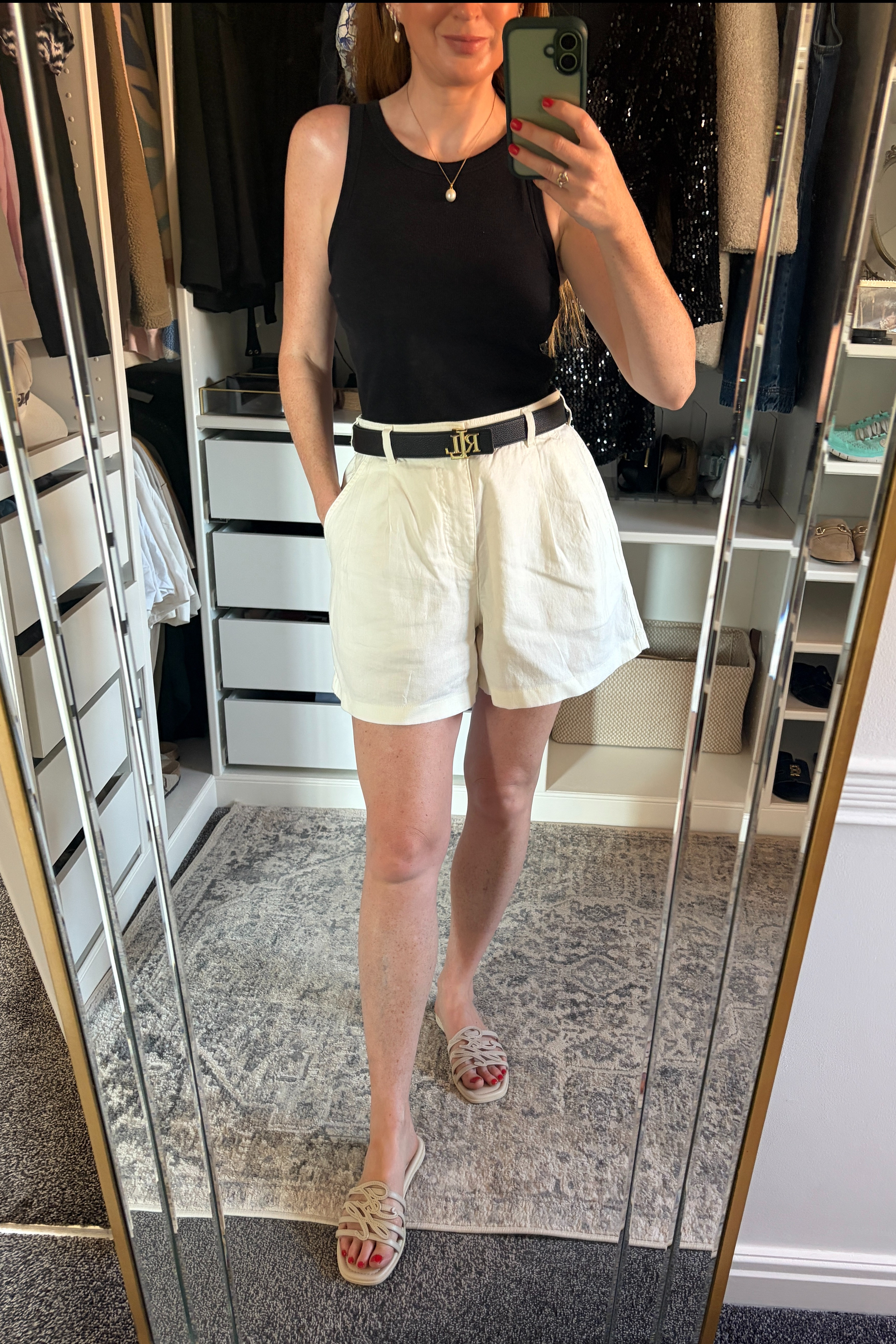 Heatwave dressing ☀️🤍 Keeping it light, easy & chic.
Black tank + linen shorts = my summer uniform. Both the Shorts and Sandals are also on sale and still in stock! @UNIQLO

#LTKuk #LTKsummer #LTKsale