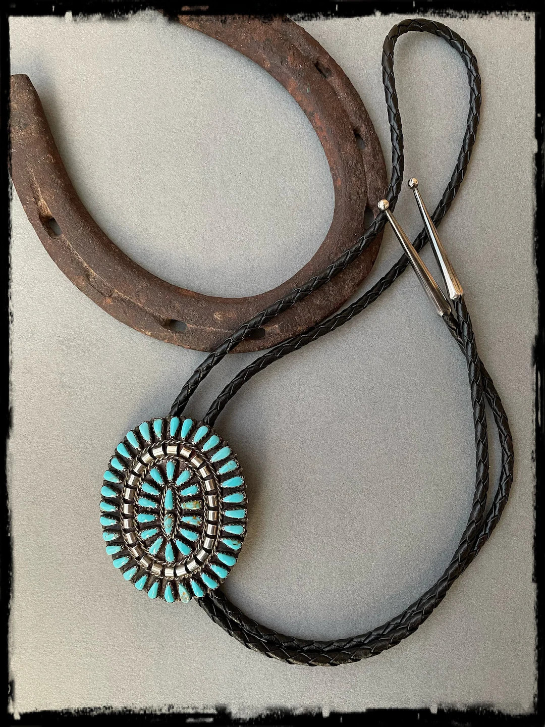 Vintage Native American turquiose bolo tie by artist Mathilda BenallyGorgeous bolo tie with incre... | Etsy (US)