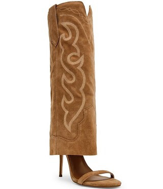 Ravine Suede Western Knee High Open Toe Dress Sandals | Dillard's
