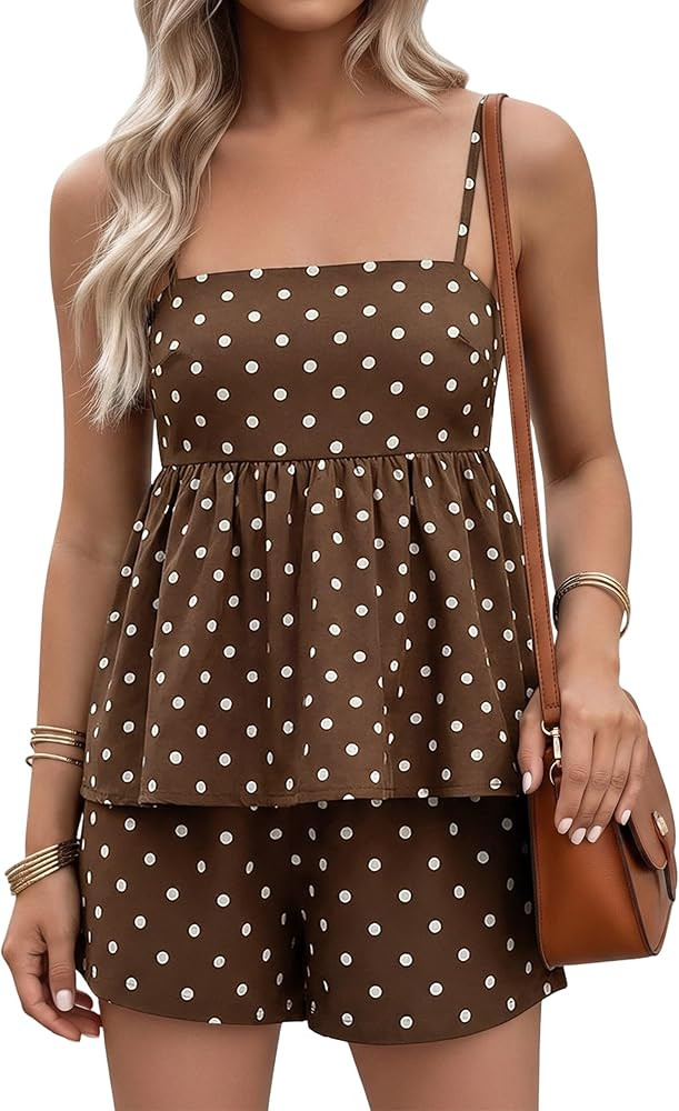 FOMELY Women's Polka Dot Set 2026 2 Piece Sets for Women Summer Sleeveless Short Sets with Pocket... | Amazon (US)