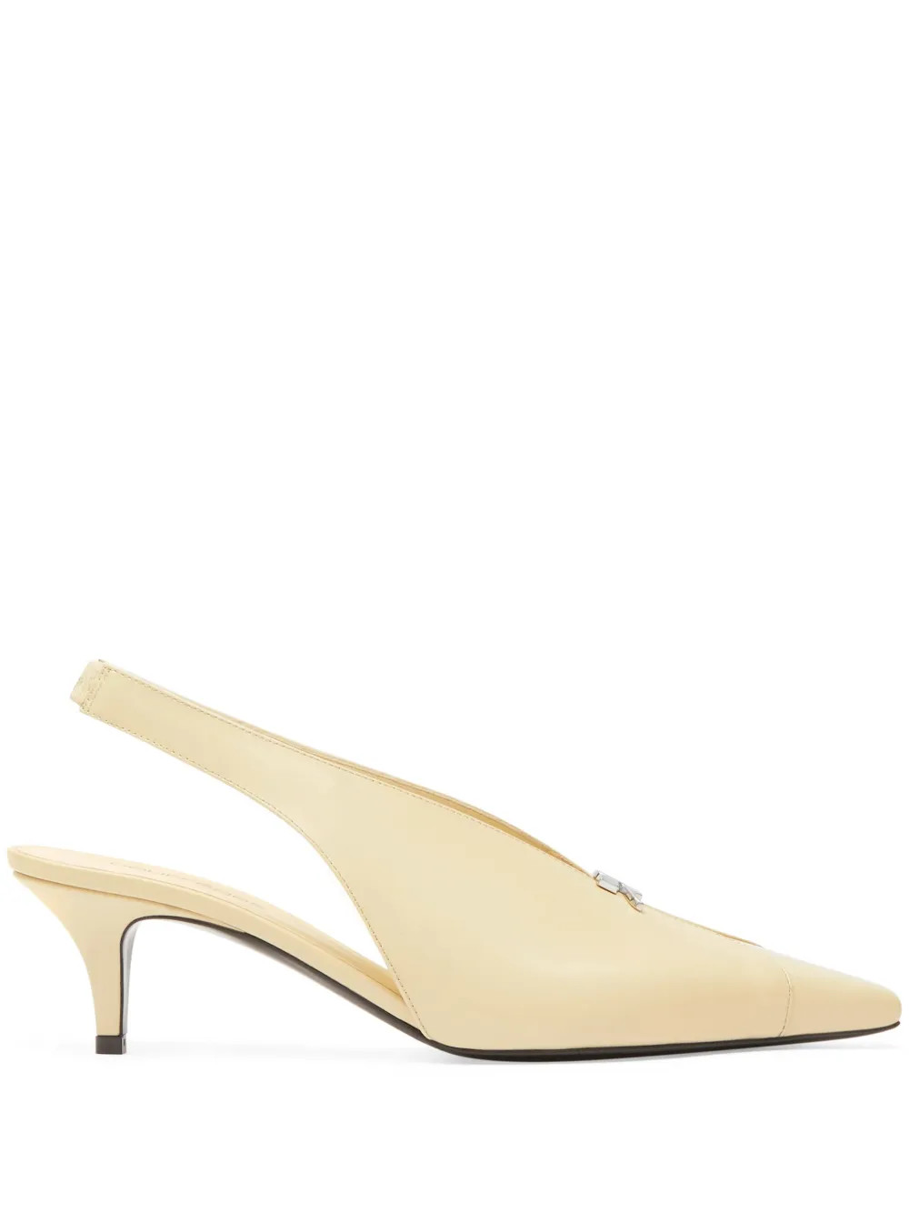 Courrèges Leather Slingbacks With Logo Plaque - Farfetch | Farfetch Global