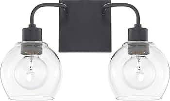 HomePlace Lighting 120021MB-426 Tanner Urban/Industrial Clear Glass Bathroom Vanity Wall Light, 2... | Amazon (US)