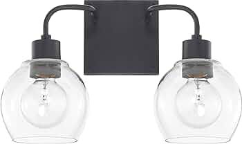 HomePlace Lighting 120021MB-426 Tanner Urban/Industrial Clear Glass Bathroom Vanity Wall Light, 2... | Amazon (US)