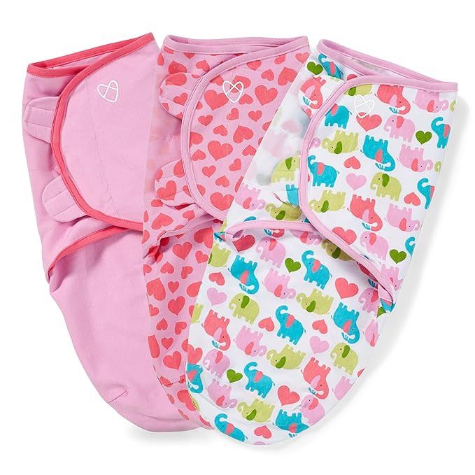 SwaddleMe Original Swaddle - Size Small/Medium, 0-3 Months, 3-Pack (Elephant Hearts) Easy to Use ... | Amazon (US)
