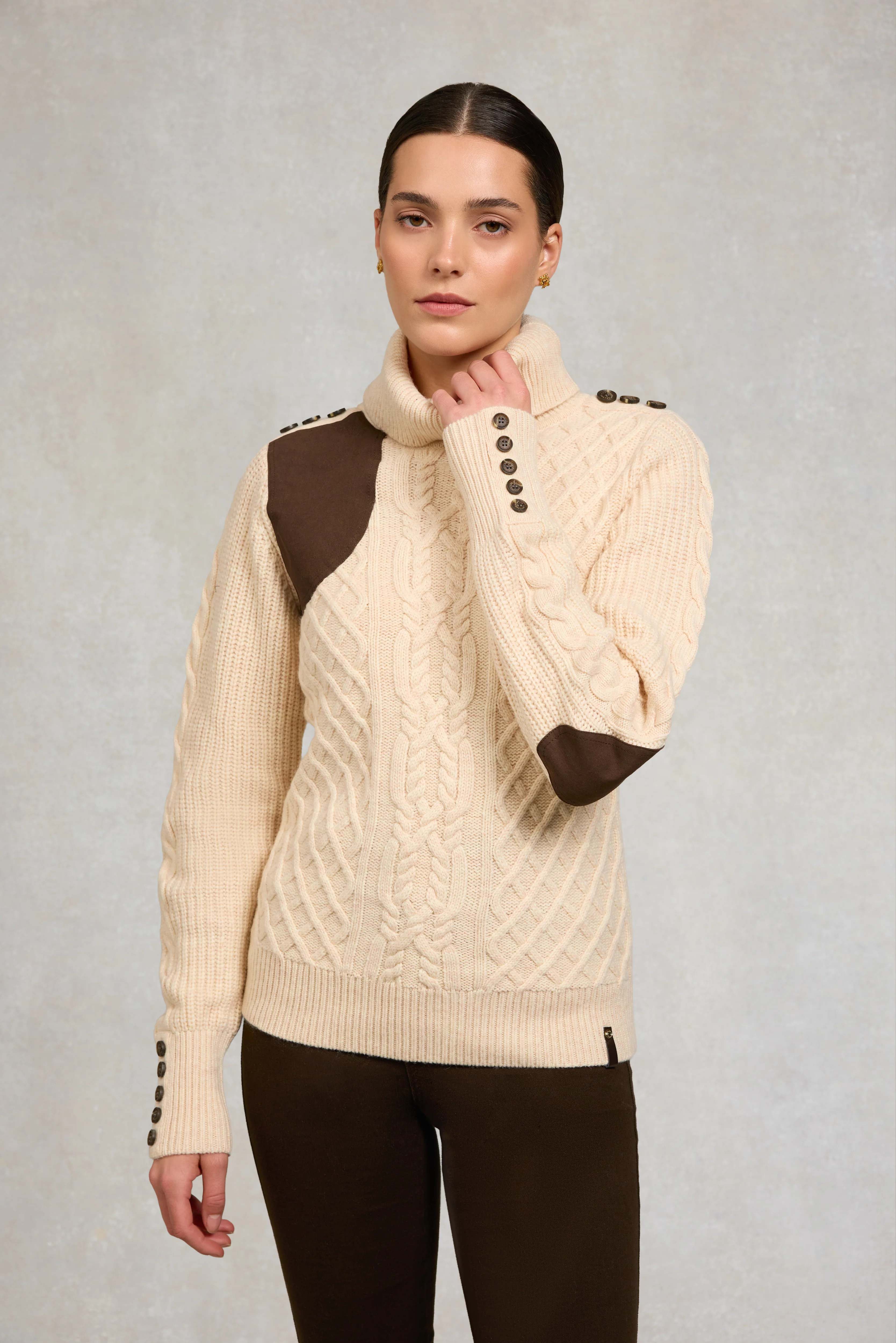 Country Roll Neck Knit (Oatmeal) | Holland Cooper