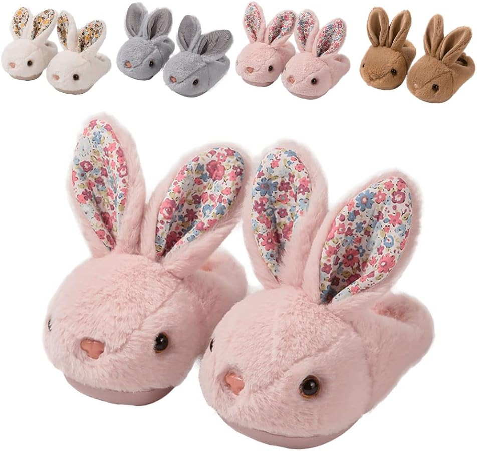 Toddler Rabbit Winter Slippers - Soft Plush Indoor Bunny Slippers for Girls & Boys | Amazon (US)