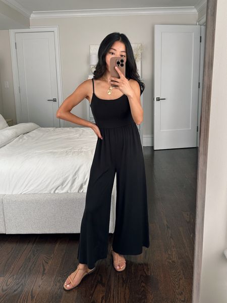 First time trying Quince tencel jersey knit pieces - this fabric is so soft and comfy! Will definitely be checking out their dresses in the same fabric. Linked their other items in tencel jersey

 @onequince #quincepartner 

• Tencel Jersey wide leg jumpsuit xs 
Straps are not adjustable. Fits me as a empire waisted cropped length style. I’m 5 feet tall and I feel the waistline would be super high on someone taller.

Madewell sandals 5.5, Amazon necklace 

#petite friendly summer outfits 

#LTKfindsunder50 #LTKSeasonal