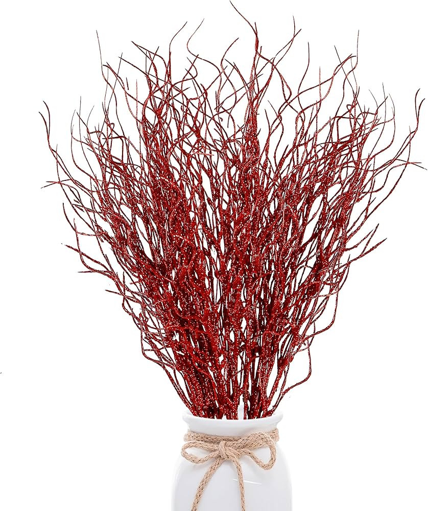 Sggvecsy 50 Pcs Artificial Glitter Stem Ornaments 18 Inches Fake Christmas Picks Decorative Glitt... | Amazon (US)