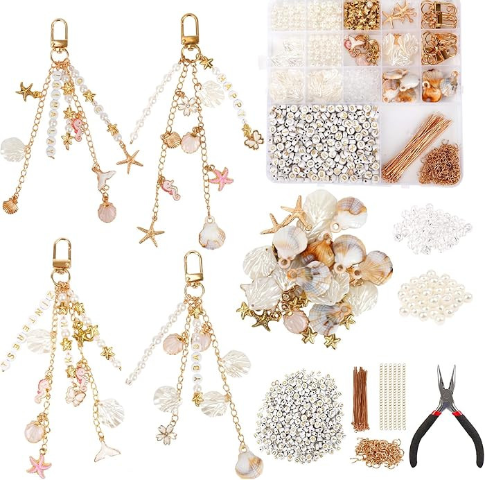 776PCS Ocean Keychain Making Kit with Charms DIY Key Chain Kit for Beginners Seashell Starfish Pe... | Amazon (US)