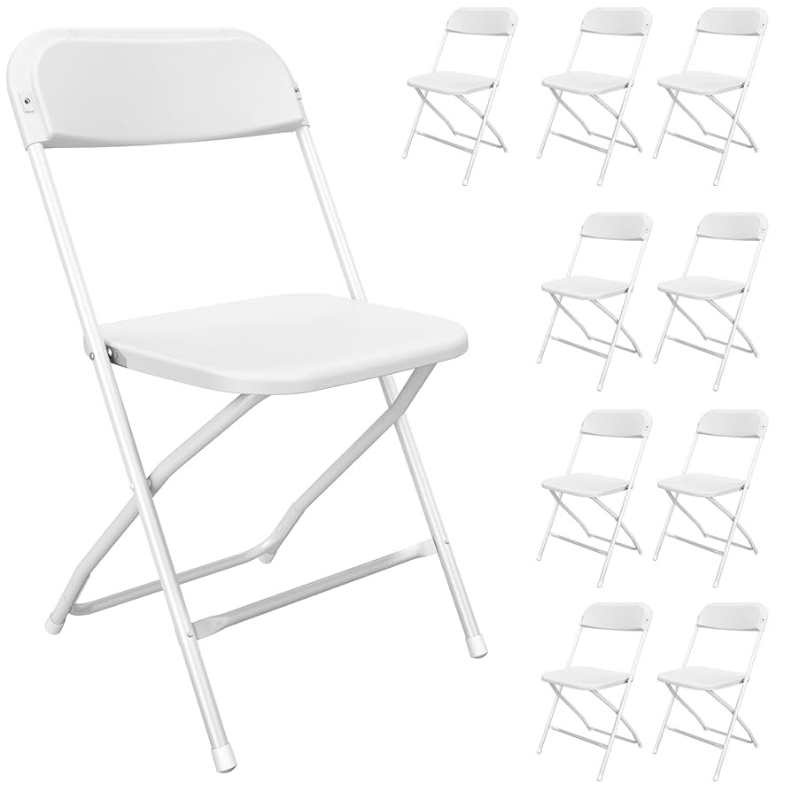 10 Pack White Folding Chairs, Portable Party Chairs, Plastic Folding Chair,Stackable Commercial S... | Amazon (US)
