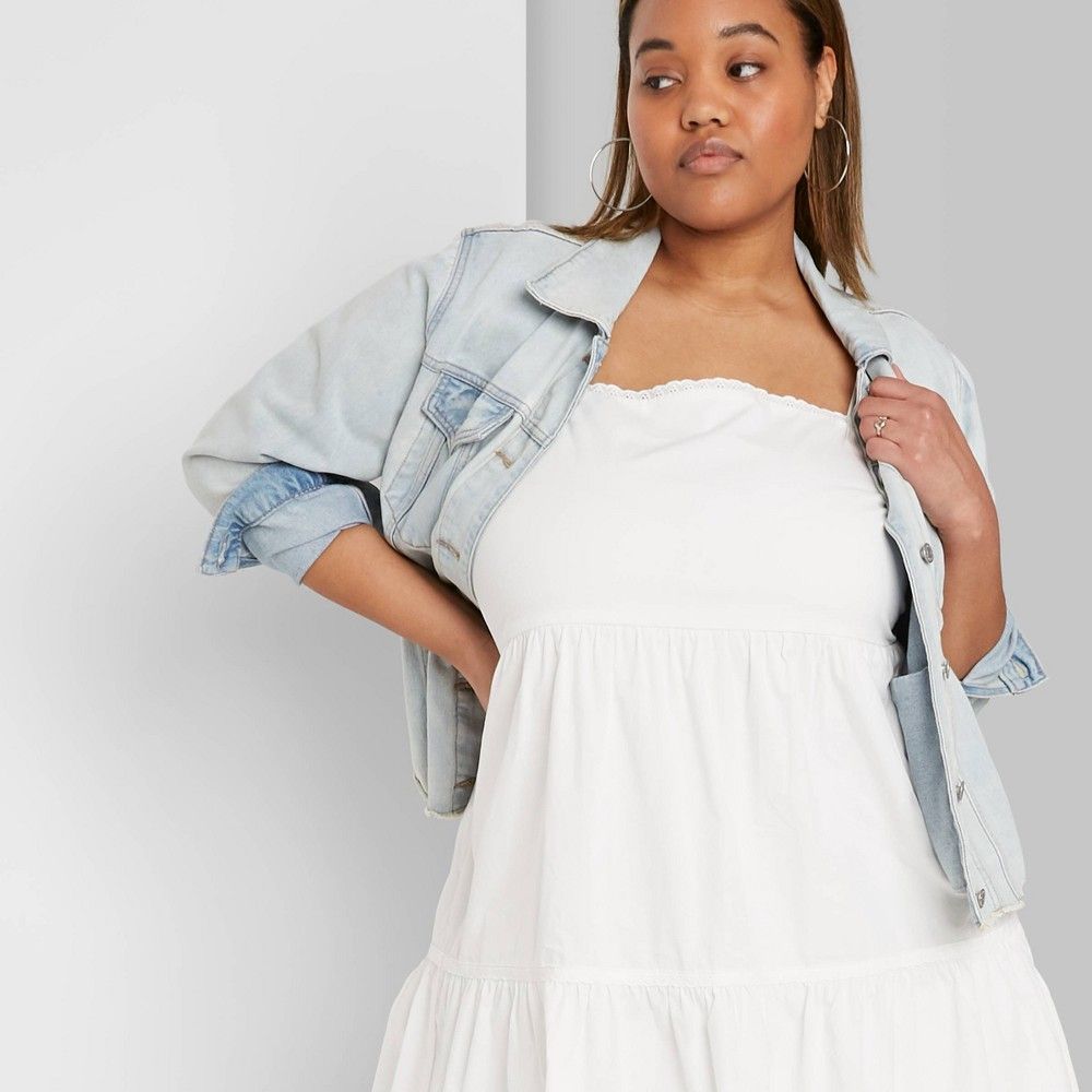 Women's Plus Size Sleeveless Poplin Dress - Wild fable White 4X | Target