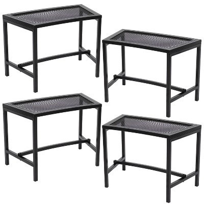 Sunnydaze Outdoor Lightweight and Portable Metal Patio Side End Table or Backless Bench Seat with Mesh Top - 23" - 4pk | Target