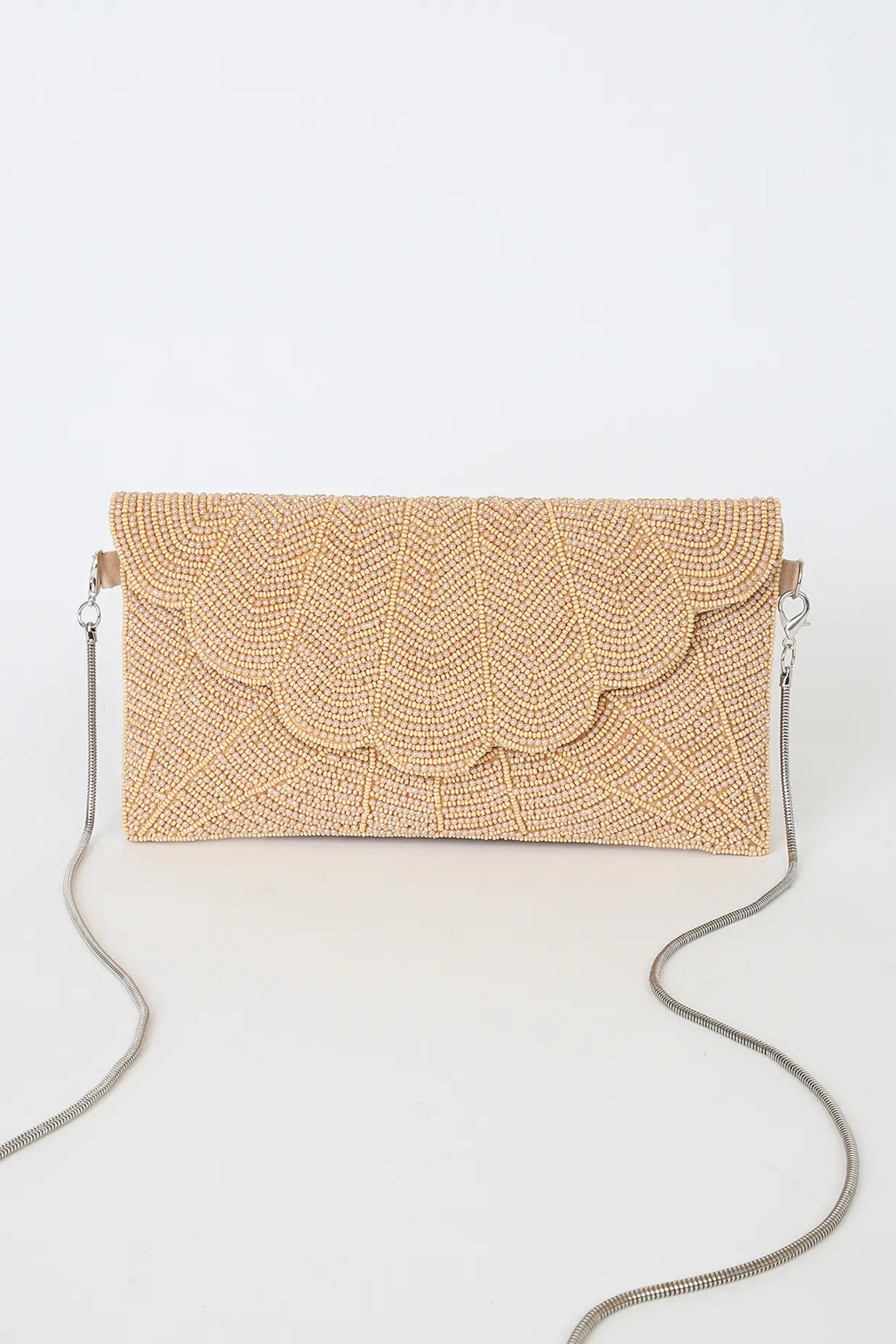Junipero Champagne Beaded Clutch | Lulus