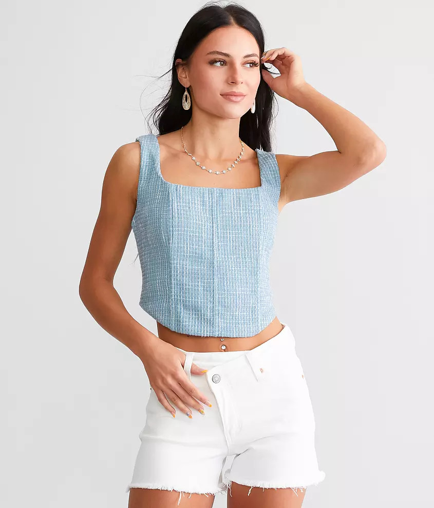 Tweed Corset Tank Top | Buckle