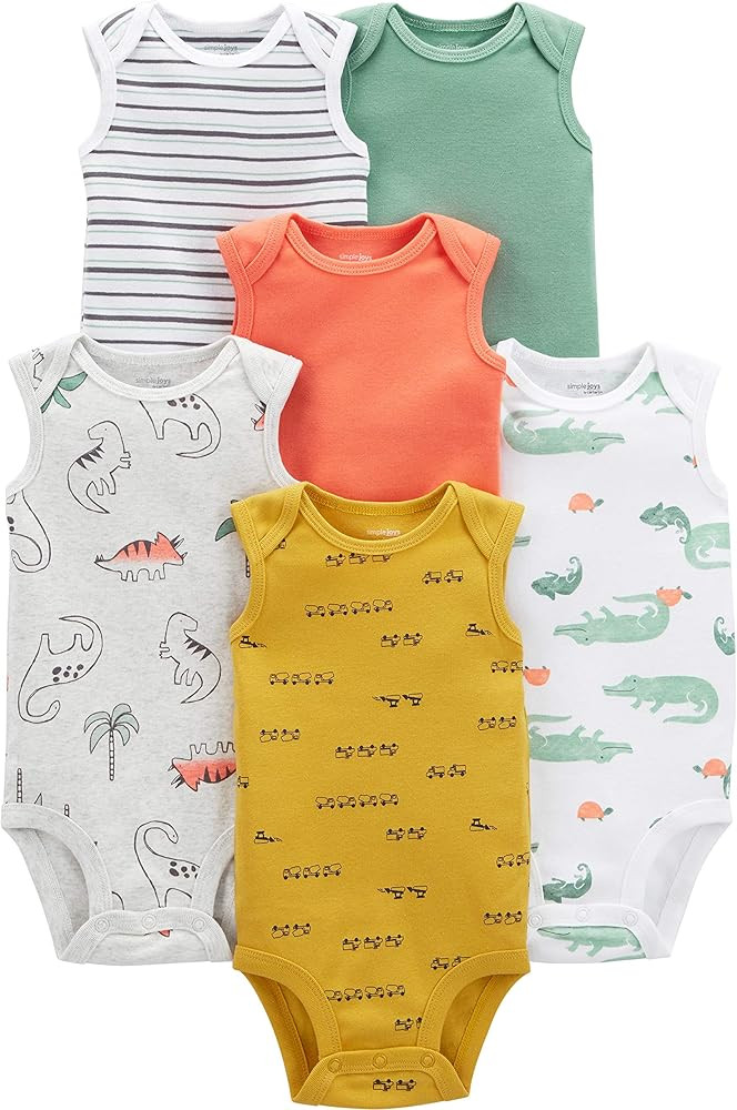 Simple Joys by Carter's Toddler and Baby Boys' Sleeveless Bodysuits, Pack of 6 | Amazon (US)