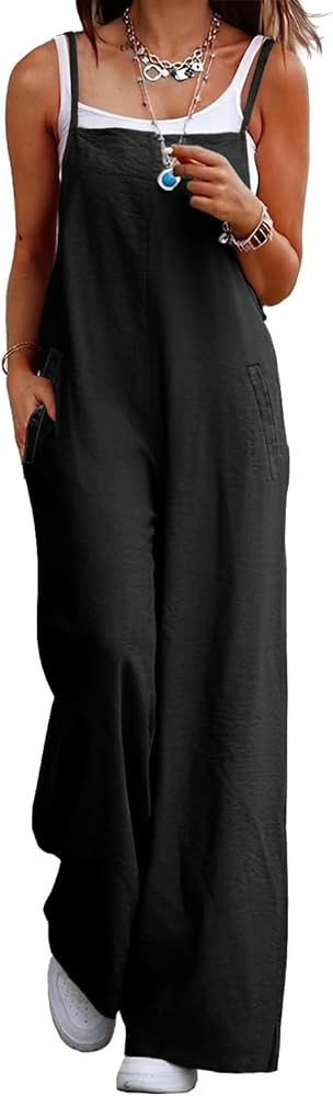 YESNO Women's Summer Boho Casual Jumpsuits Wide Leg Overalls Floral Print Baggy Rompers with Pock... | Amazon (US)