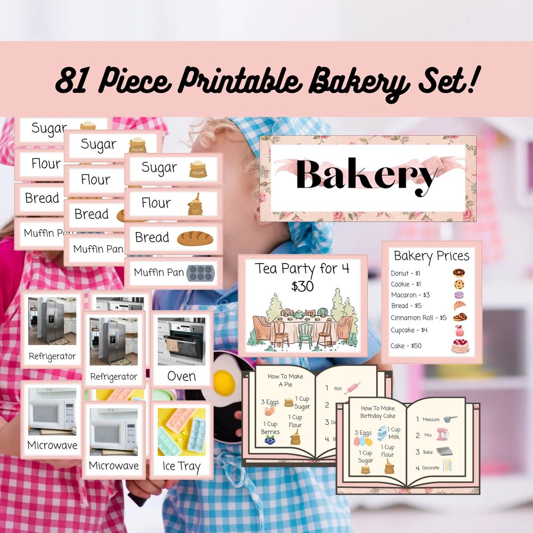 Printable Bakery Dramatic Play Set Homeschool Bakery Shop Bakery and Tea Party Pretend Play Dress... | Etsy (US)