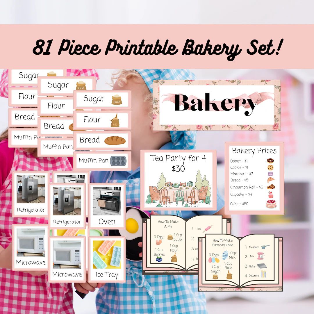 Printable Bakery Dramatic Play Set Homeschool Bakery Shop Bakery and Tea Party Pretend Play Dress... | Etsy (US)