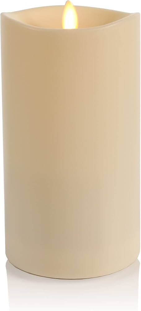 Luminara Outdoor Moving Flame 3.75" Pillar Flameless LED Candle, IPX4, Plastic, Ivory (7-inch) | Amazon (US)
