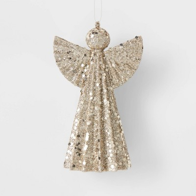 Glittered Angel Christmas Tree Ornament Champagne - Wondershop™: 4.5" Height, Indoor Use | Target
