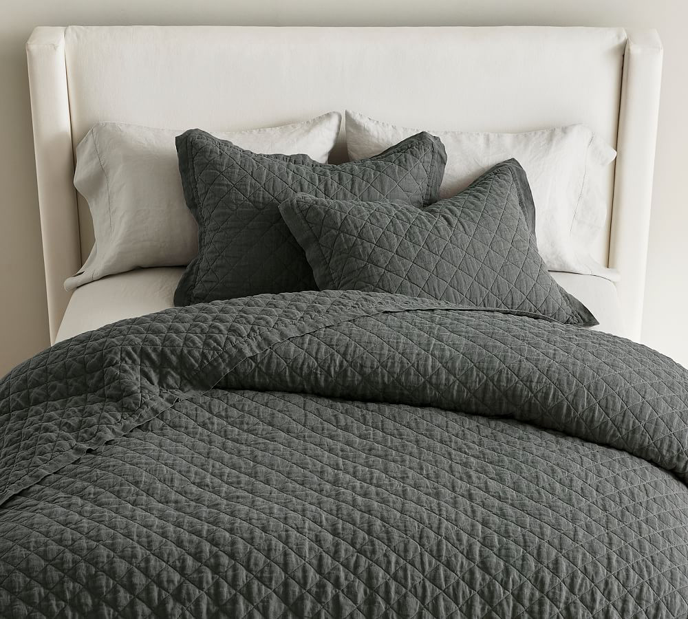 Belgian Flax Linen Diamond Quilt | Pottery Barn (US)