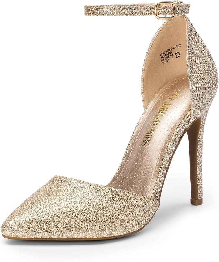 DREAM PAIRS Women's Oppointed-Lacey Pointed Toe Ankle Strap High Heel Stiletto Pumps Wedding Dres... | Amazon (US)