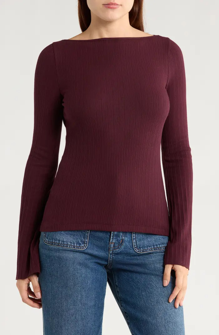 Madewell Boat Neck Long Sleeve Rib Top | Nordstromrack | Nordstrom Rack