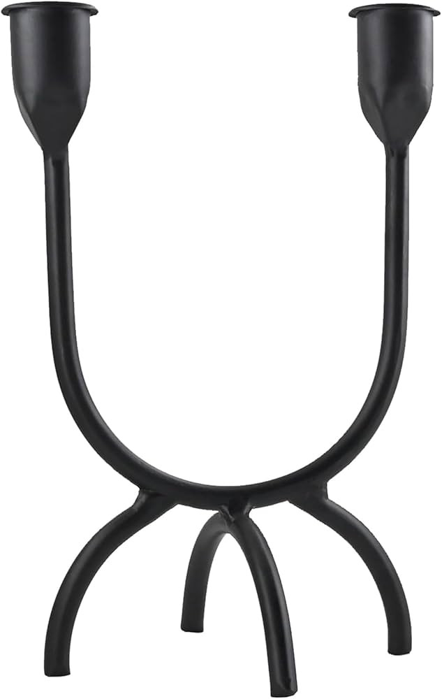 Hand Forged Iron 2Arm Candelabra Black Candle Holder Taper Candle Sconces for Table Centerpiece, ... | Amazon (US)