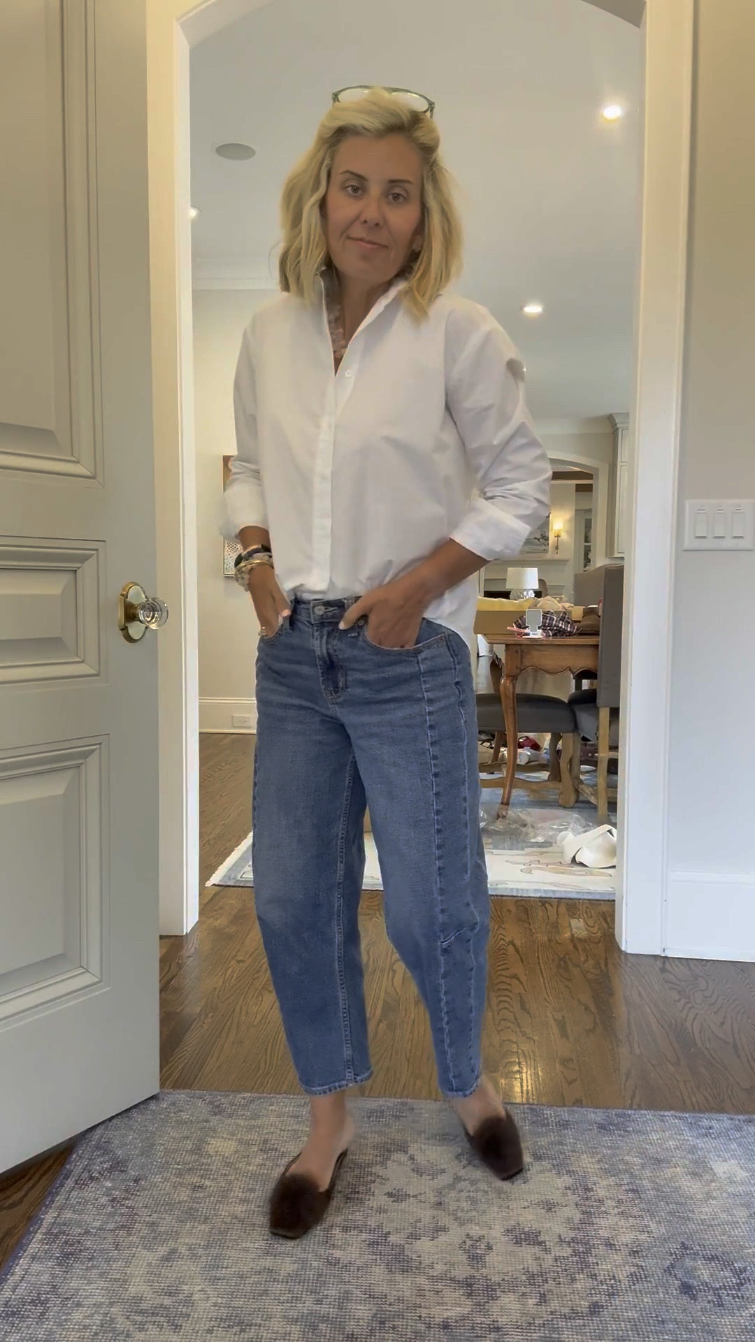 This look is classy, effortless, comfy and so chic! The best button down you’ll EVER buy! 

Blouse - xs
Jeans - 2
Shoes - 7.5 (sized 1/2 down) 

#LTKgrwm #LTKOver40 #LTKmomlife