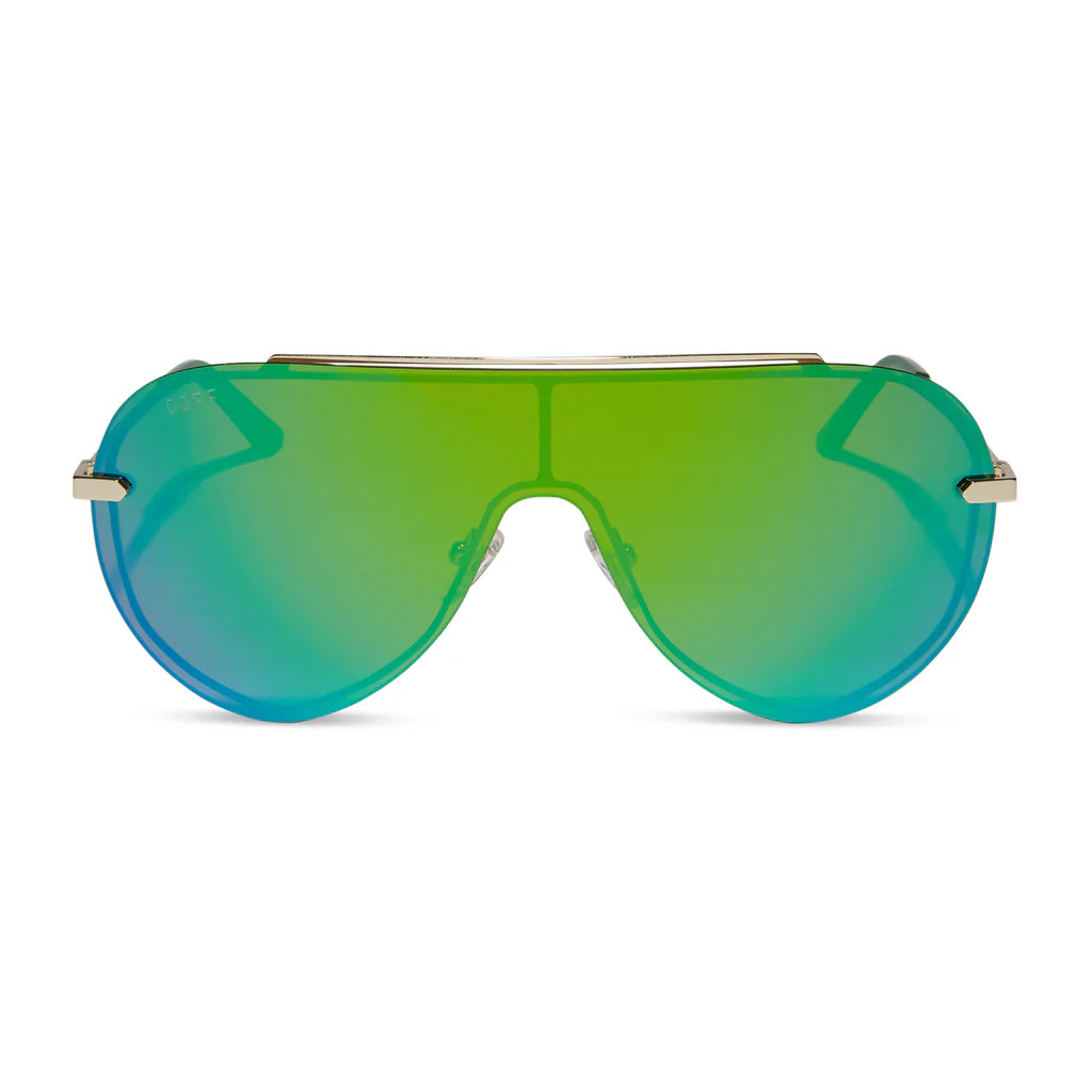 IMANI - GOLD + GREEN MIRROR SUNGLASSES | DIFF Eyewear
