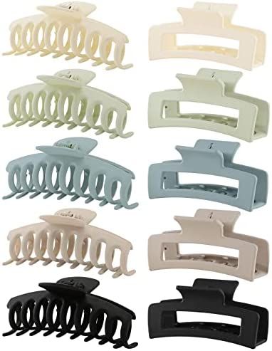 10 Pack Hair Claw Clips, Neutral Hair Clips for Women, 4.1" Big Claw Clips, Large Rectangle Claw ... | Amazon (US)