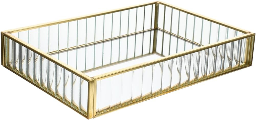 Mirror Storage Tray Collection Tray Trinket Tray Countertop Tray Ornate Tray Metal Dresser Tray M... | Amazon (US)