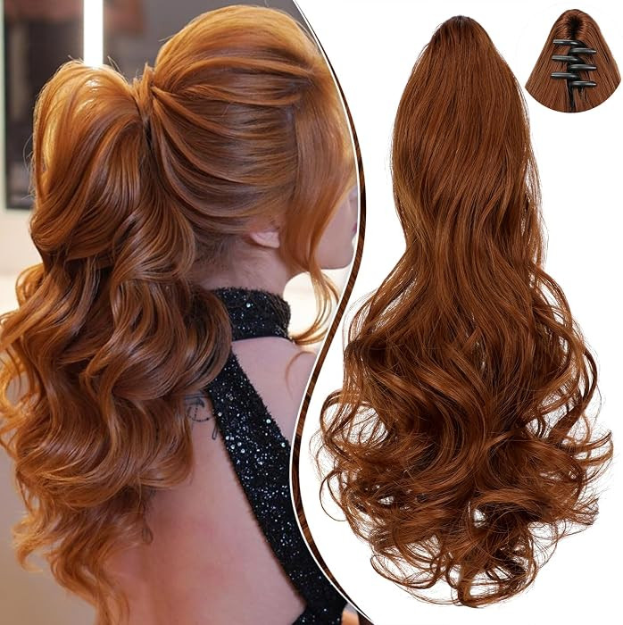 Ponytail Extension Claw 18" Curly Wavy Clip in Hairpiece Ponytail Hair Extensions Long Pony Tail ... | Amazon (US)
