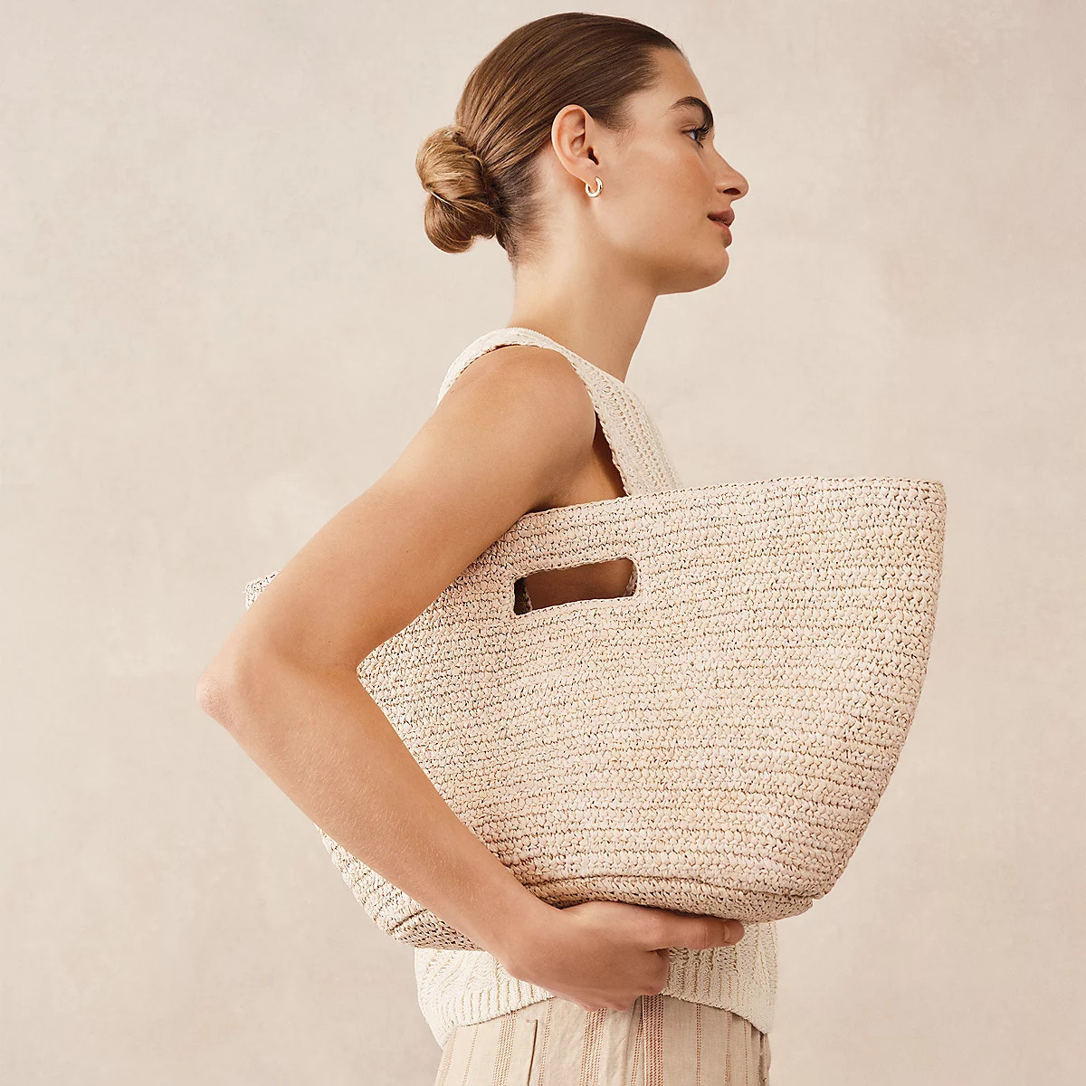 The White Company Woven Basket Bag, Natural, Size: One Size | The White Company UK & ROW