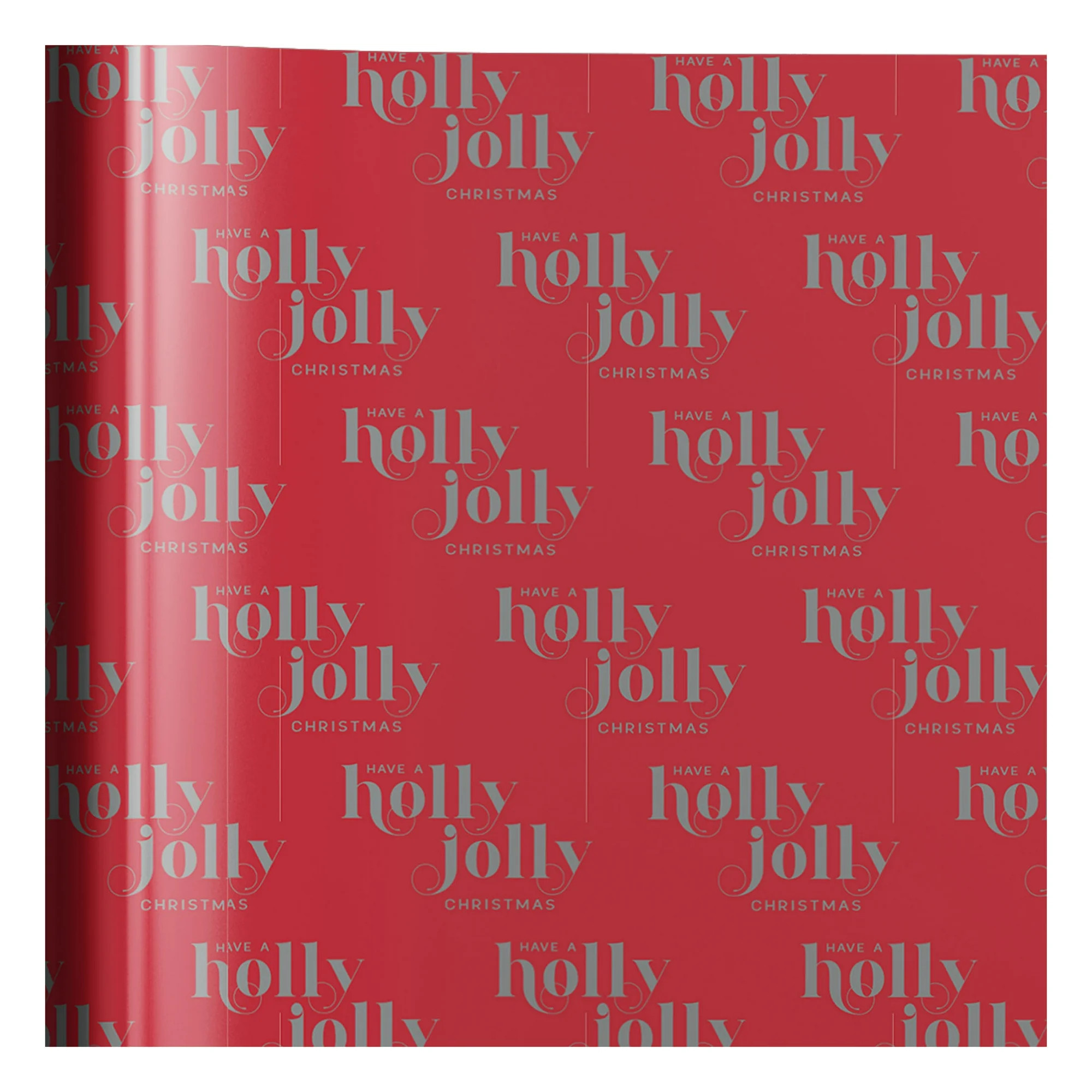 Red and Gold Premium Holly Jolly Wrapping Paper, 50 sq ft, by Holiday Time | Walmart (US)