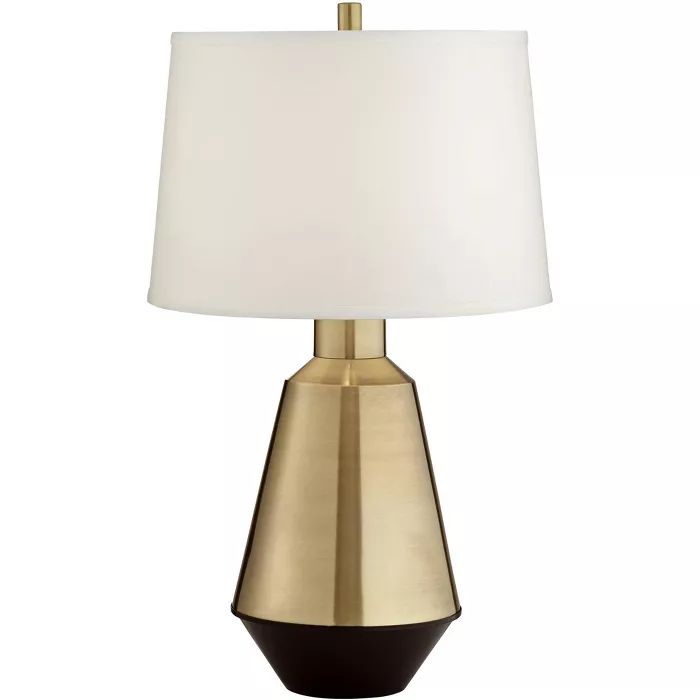 Possini Euro Design Modern Table Lamp Brass Bronze White Drum Shade for Living Room Bedroom Bedsi... | Target