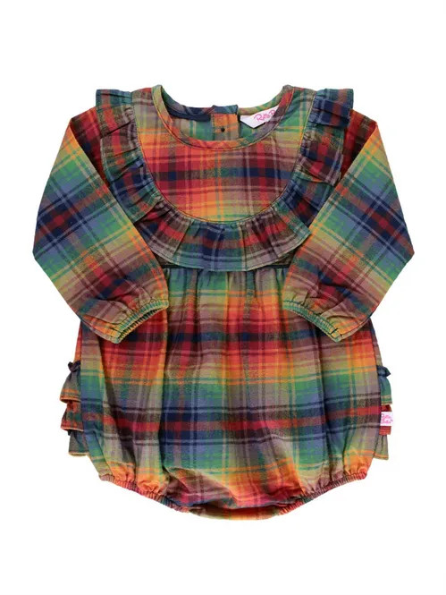 Ruffle Trim Romper Woven | RuffleButts / RuggedButts