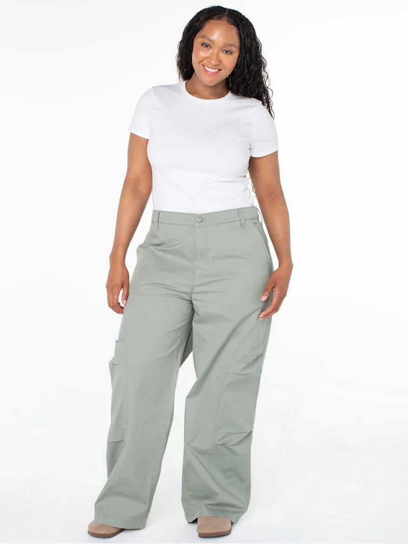 Celebrity Pink Women's and Women's Plus Wide Leg Cargo Pants, Sizes XS-4X | Walmart (US)