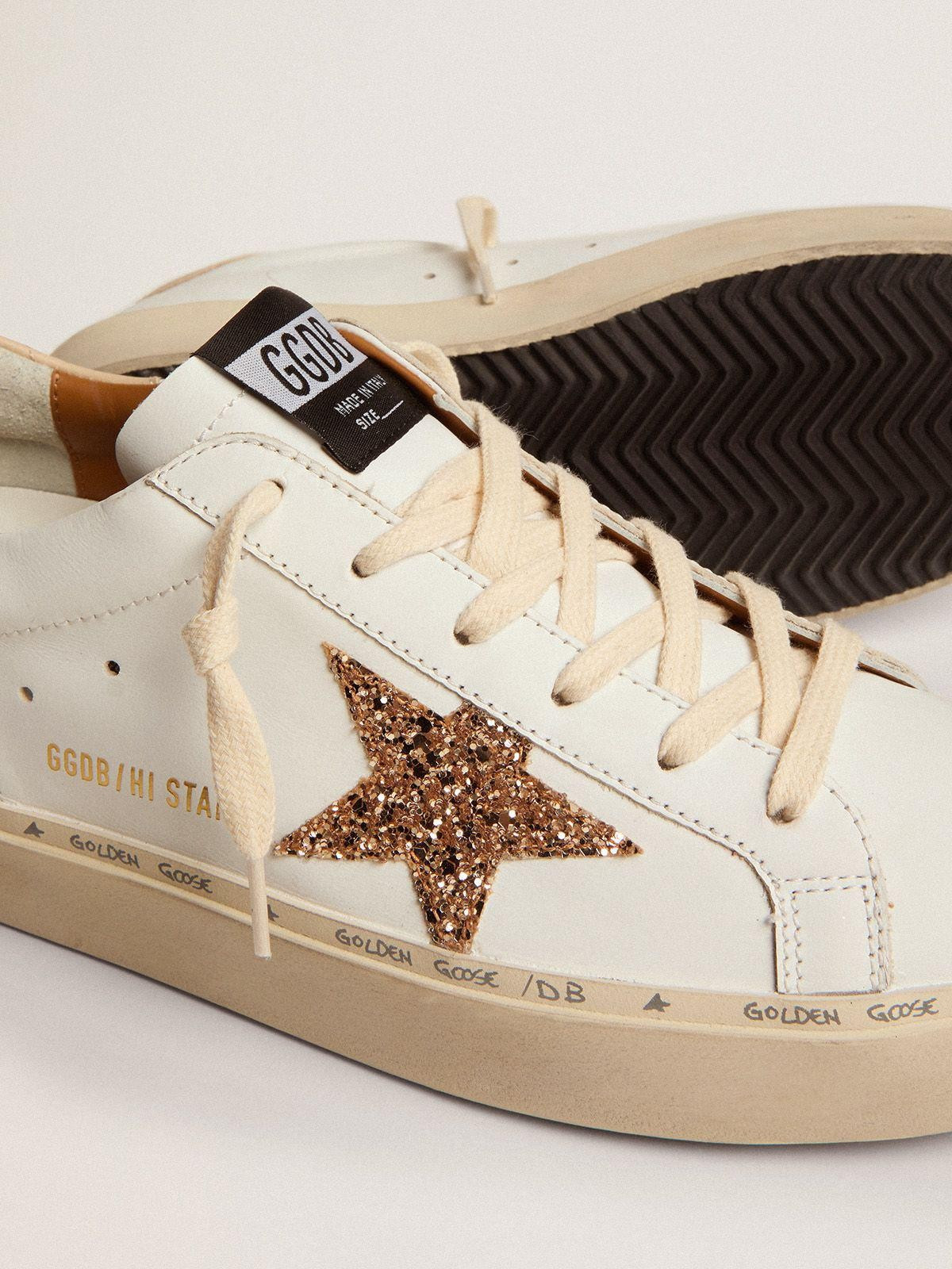 Hi Star sneakers with gold glitter star and beige leather heel tab | THE YES