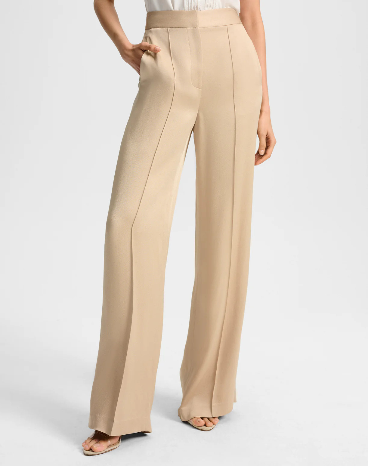 Edia Satin Wide-Leg Pant | Veronica Beard
