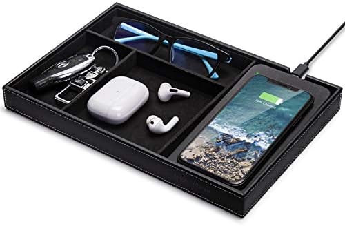 Valet Tray, Built in Wireless Charging Pad, Nightstand Organizer, Dresser Organizer, Mens Jewelry... | Amazon (US)