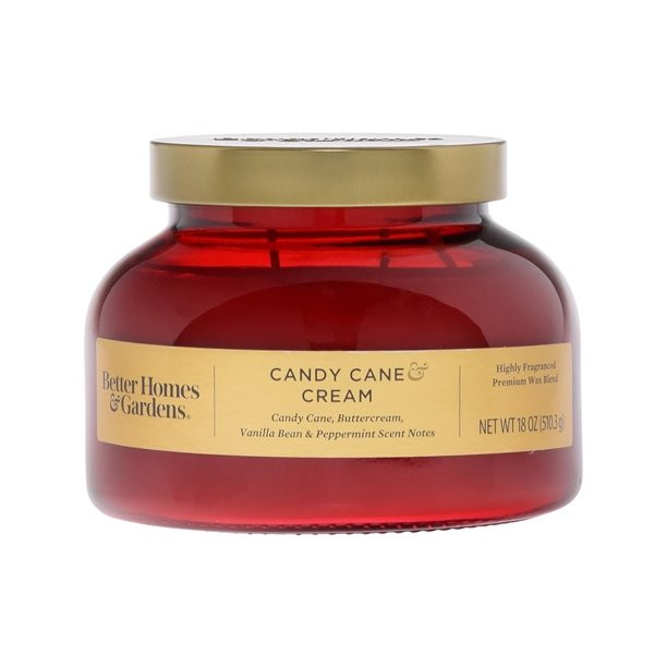 Better Homes & Gardens 18oz Candy Cane & Cream Scented 2-Wick Shiny Bell Jar Christmas Holiday Ca... | Walmart (US)