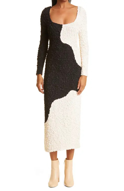 Mara Hoffman Amy Long Sleeve Dress in Cream Black at Nordstrom, Size 3X-Large | Nordstrom