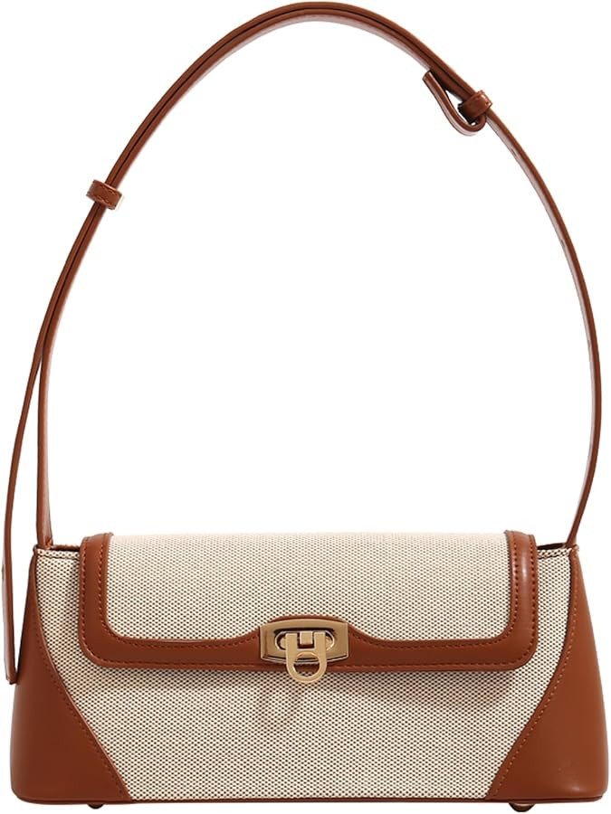 Clutch Shoulder Bag Small for Women PU Leather Canvas Mini Tote Handbag Purse with Buckle Closure | Amazon (CA)