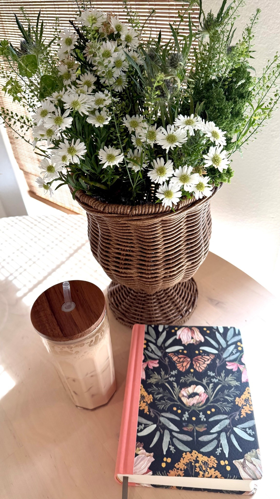 Slow mornings 
Bible journal
Glass tumbler 
Rattan woven vase 
Walmart finds
Amazon finds

 
