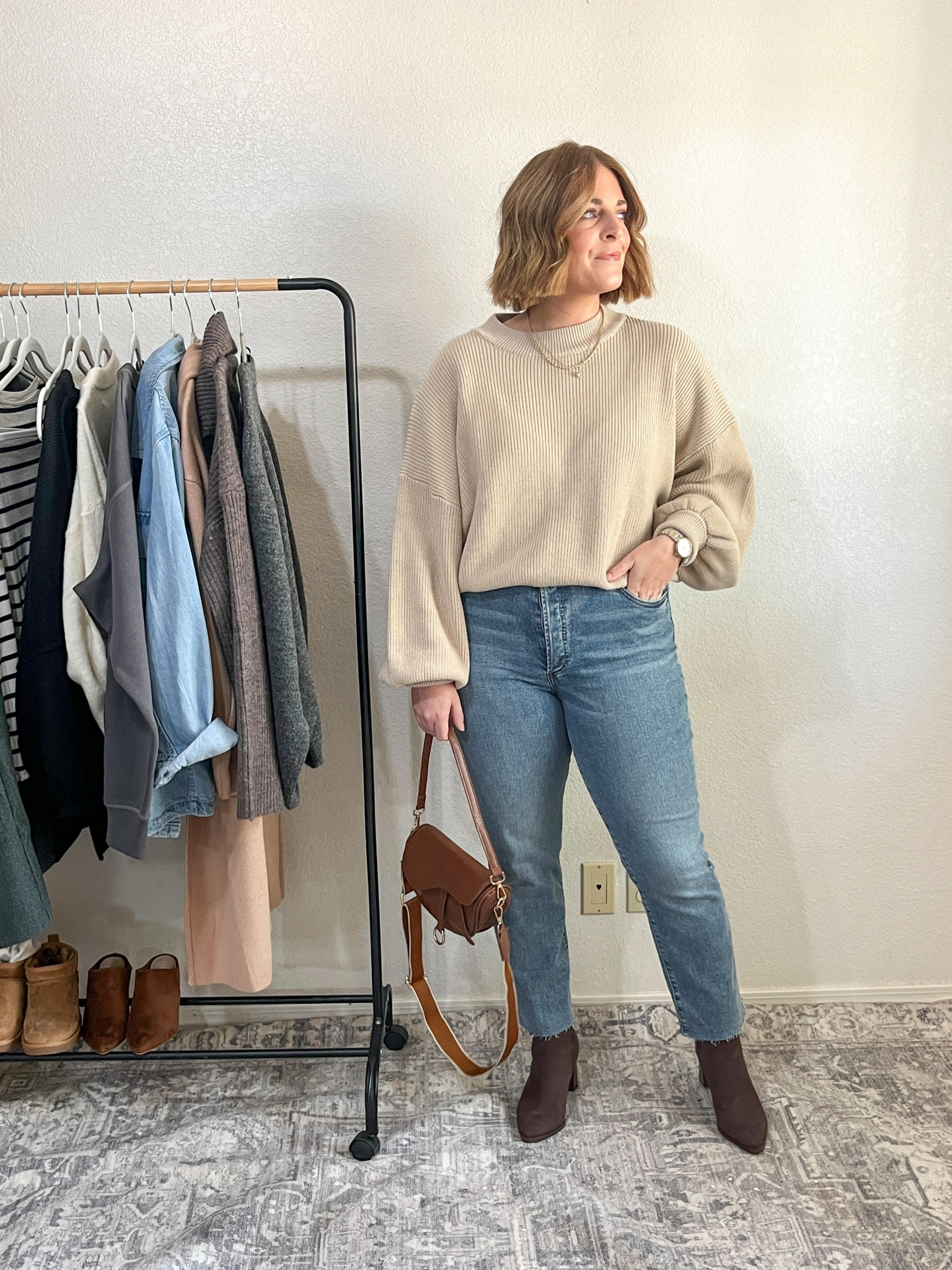 Fall outfit styling brown boots// sweater wearing M (runs big) boots size up one if foot is wide

#LTKshoecrush #LTKfindsunder50 #LTKsalealert