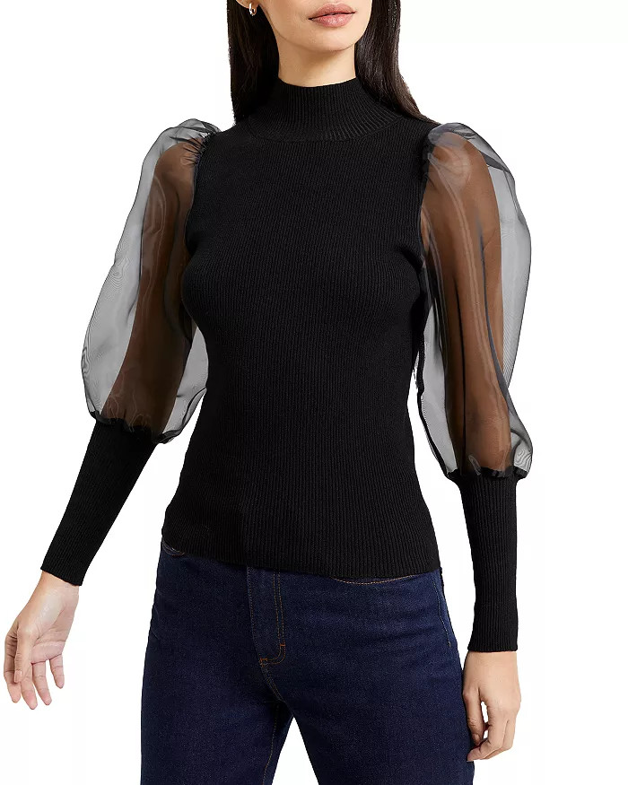Krista Organza Sleeve Knit Top | Bloomingdale's (US)
